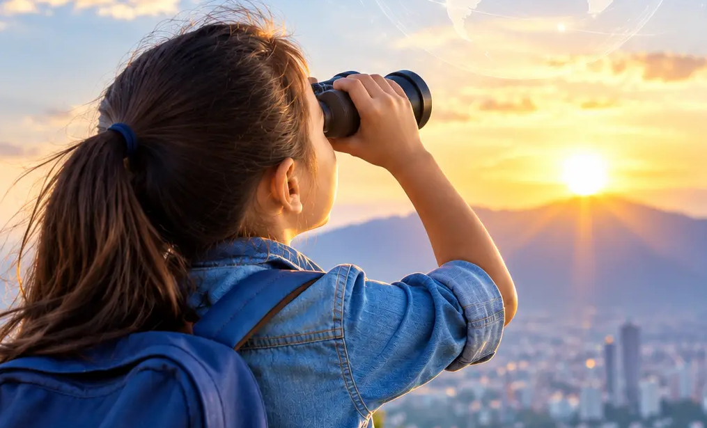 Student looking toward a brighter future